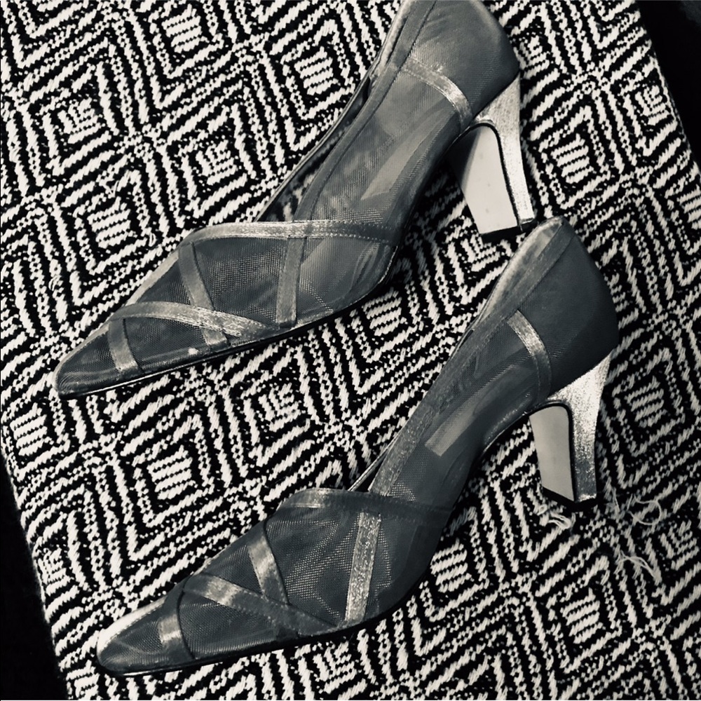 🌈Dolce by Pierre Metallic Mesh Silver Heels